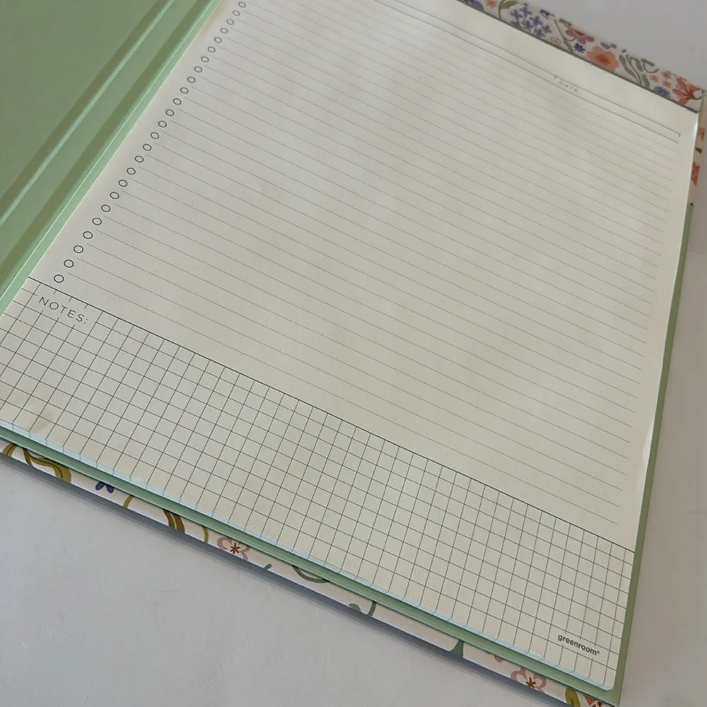 Greenroom Hardcover Floral Padfolio with Letter Size Notepad